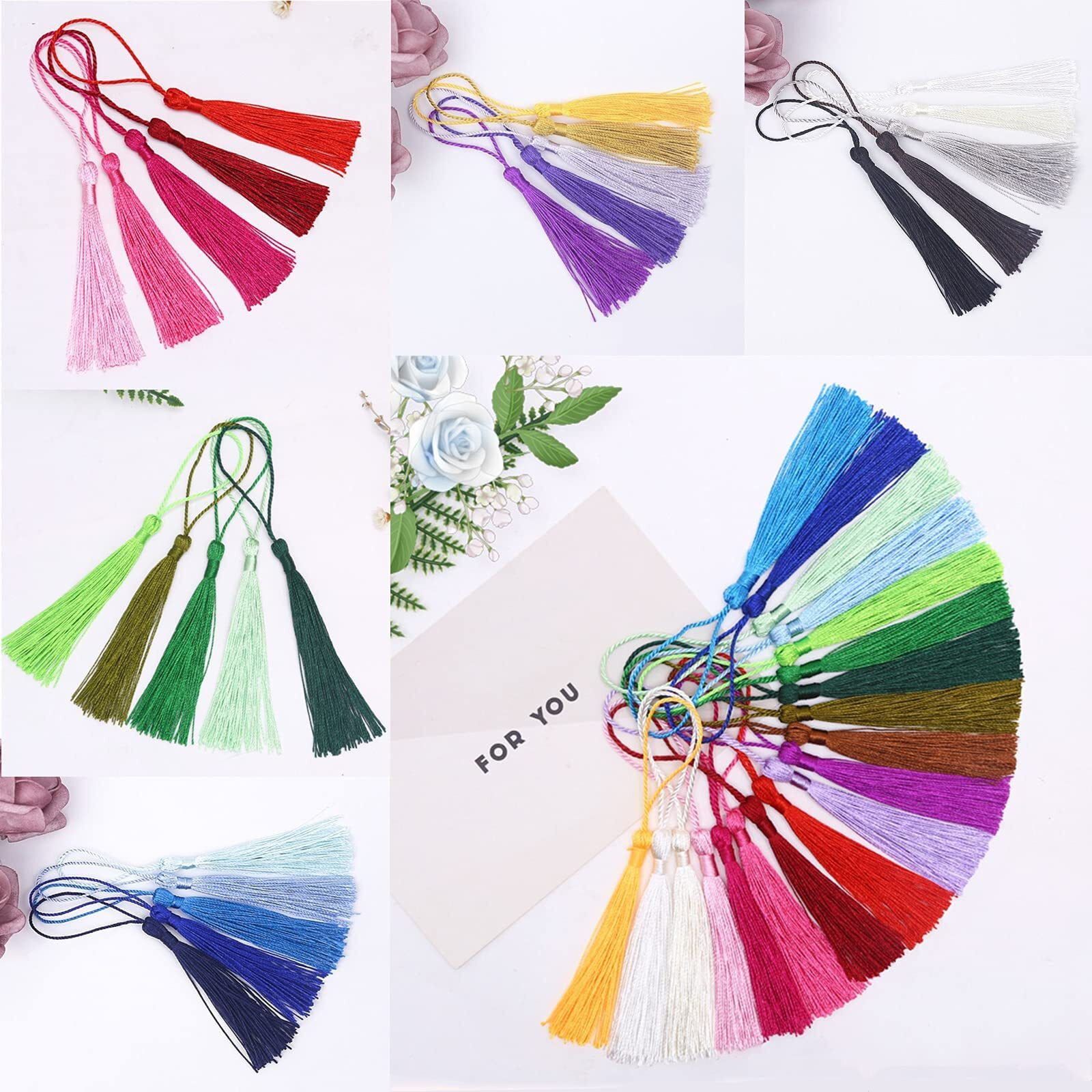 Hasthip Polyester 76Pcs,38 Colors Handcraft Tassels With Loop For Jewelry Making Souvenir, Bookmarks, Diy Craft Accessory, Multicolor