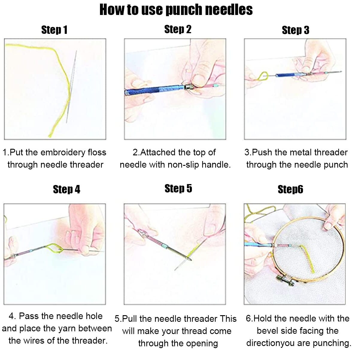 Hasthip 15 Pcs Punch Needles Kit For Women Girl With Different Thickness Pinholes,Embroidery Stitching Tufting Punch Needle For Cross Stitch Tools Knitting Art Handmaking Sewing