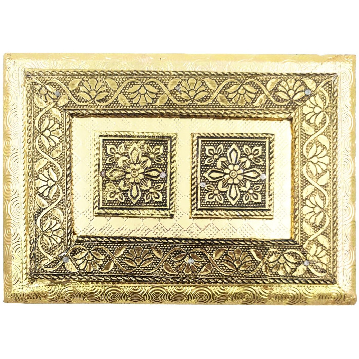 Purpledip Serving Gifting Box Metal Carvings Ideal For 500 Gms Nuts, Sweets, Chocolates Or Mints (11497)
