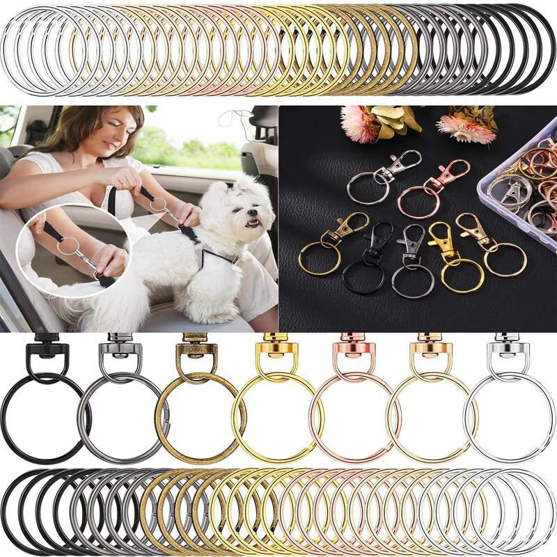 Diy Crafts 50 Only Kerings, Golden Bright, Jewellery Making Item Accessory For Swivel Clasps Metal Lanyard Snap D Hook, Lobster Claw Clasps Keychain Rings (50 Only Kerings, Golden Bright)