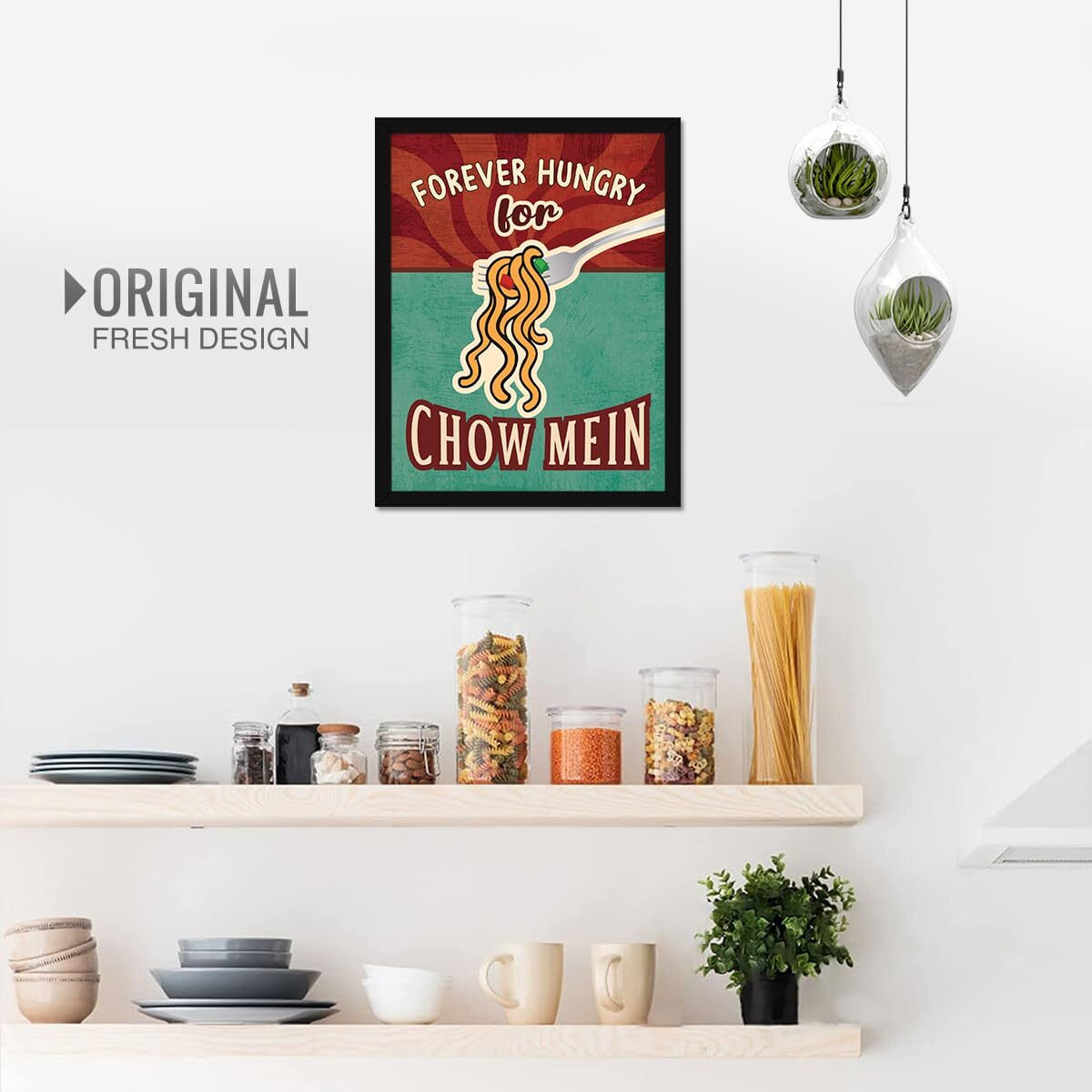 Chaka Chaundh - Chowmein Framed Posters For Restaurant - Dining & Kitchen Quotes Wall Frames For, Hostel Mess, Hotel, Kitchen, Bakery & Cookery - (11 X 14 Inches)