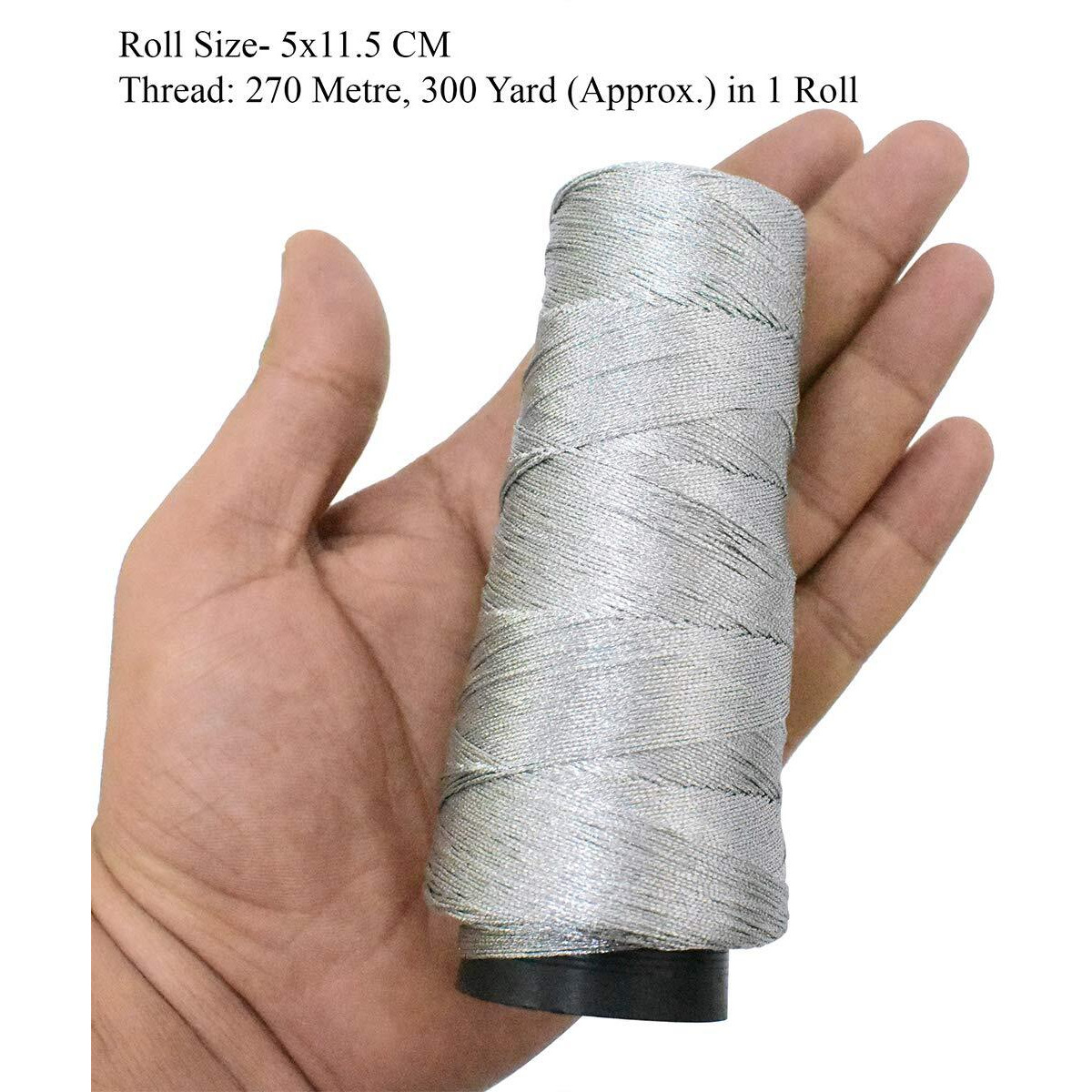 Embroiderymaterial 0.5 Mm Thick Metallic Zari Threads For Jewellery Making, Bracelet Making, Zari Thread For Aari Work, Embroidery Work, Dori/Rope, Safe To Use In Machine (274 Meters/Old Silver Color)