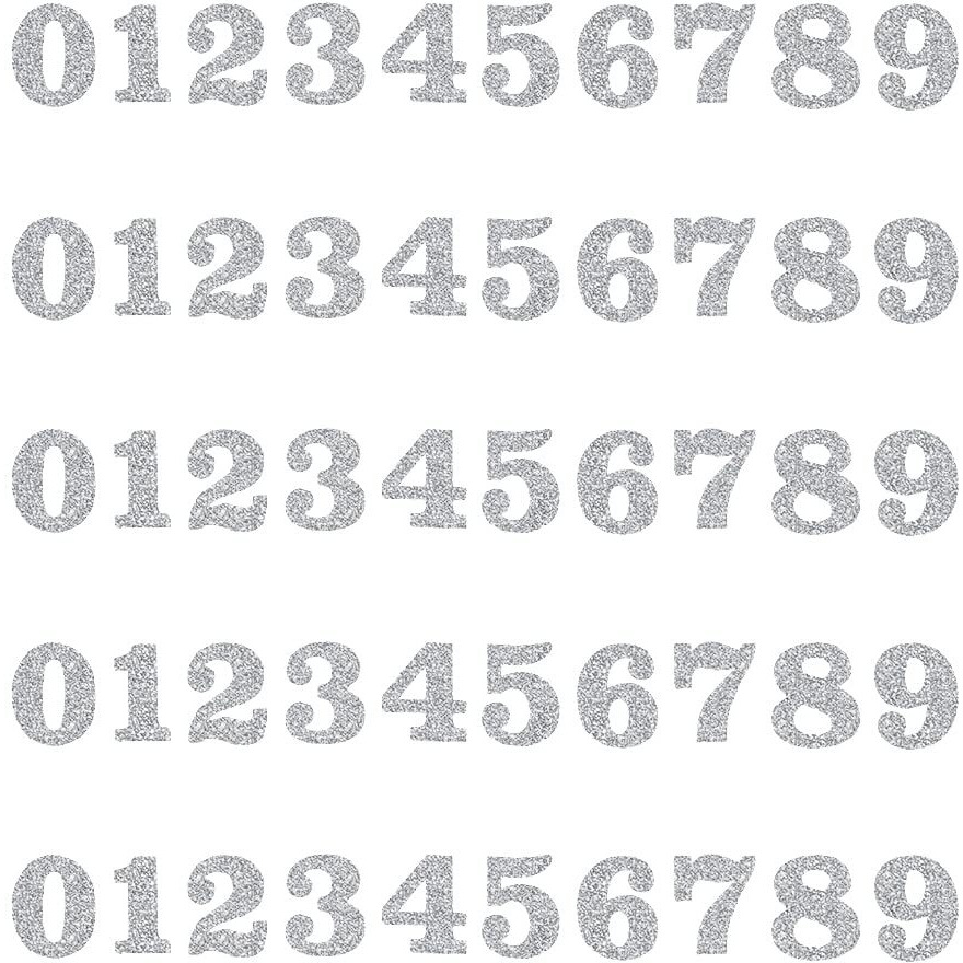Comet Busters Self-Adhesive Glitter Number Stickers For Art & Craft, Decorations, Project Work, School Work (Silver) (Letter Size  15Mm) (Stk190)