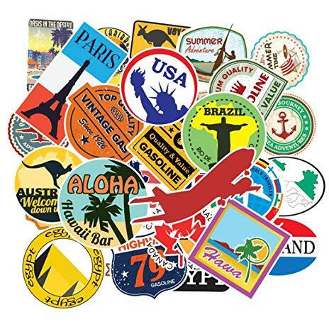 Idream Retro Travel Landmark Waterproof Postage Decals (Set Of 100) For Luggage, Scrapbooking, Laptop & Diy Travel Decor Stickers