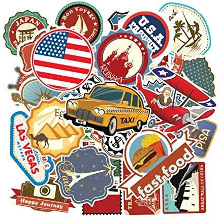 Idream Retro Travel Landmark Waterproof Postage Decals (Set Of 100) For Luggage, Scrapbooking, Laptop & Diy Travel Decor Stickers