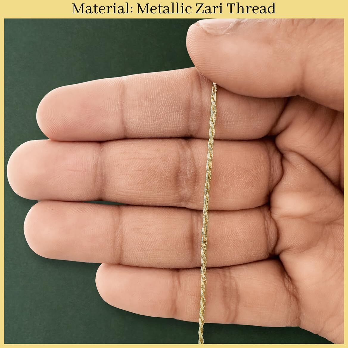 Embroiderymaterial Twisted Metallic Machine Zari Thread/Dori For Embroidery, Aari Work, Tassels, Jewellery, Bracelet, Lace, Crochet & Hand Embroidery (1Mm Width, 73 Meters, Gold Color)
