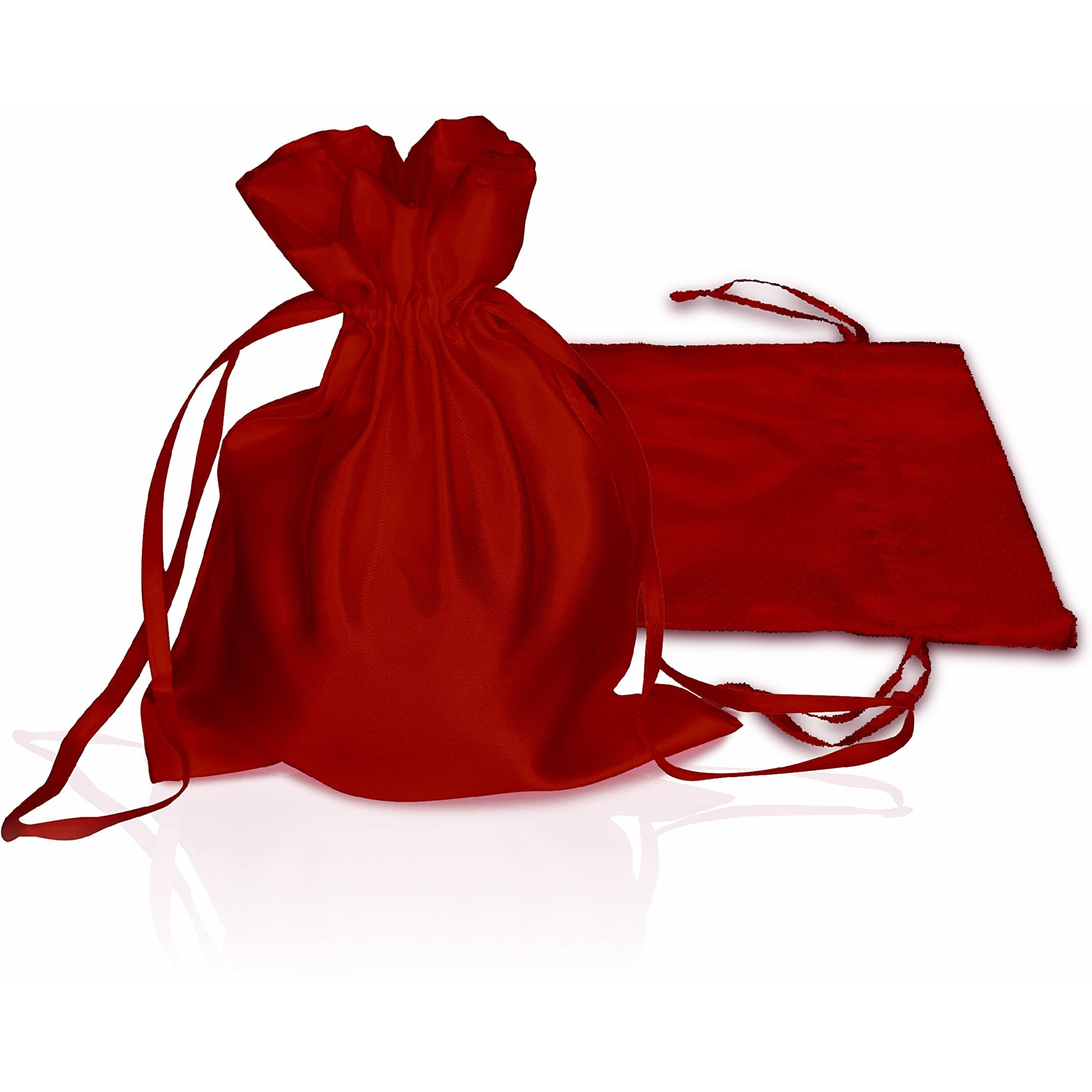 Pure Source India Metallic Satin Mix (13 * 16 Cm) Organza Potli Bags Pouch Best Gift Item - Red (Set Of 6)