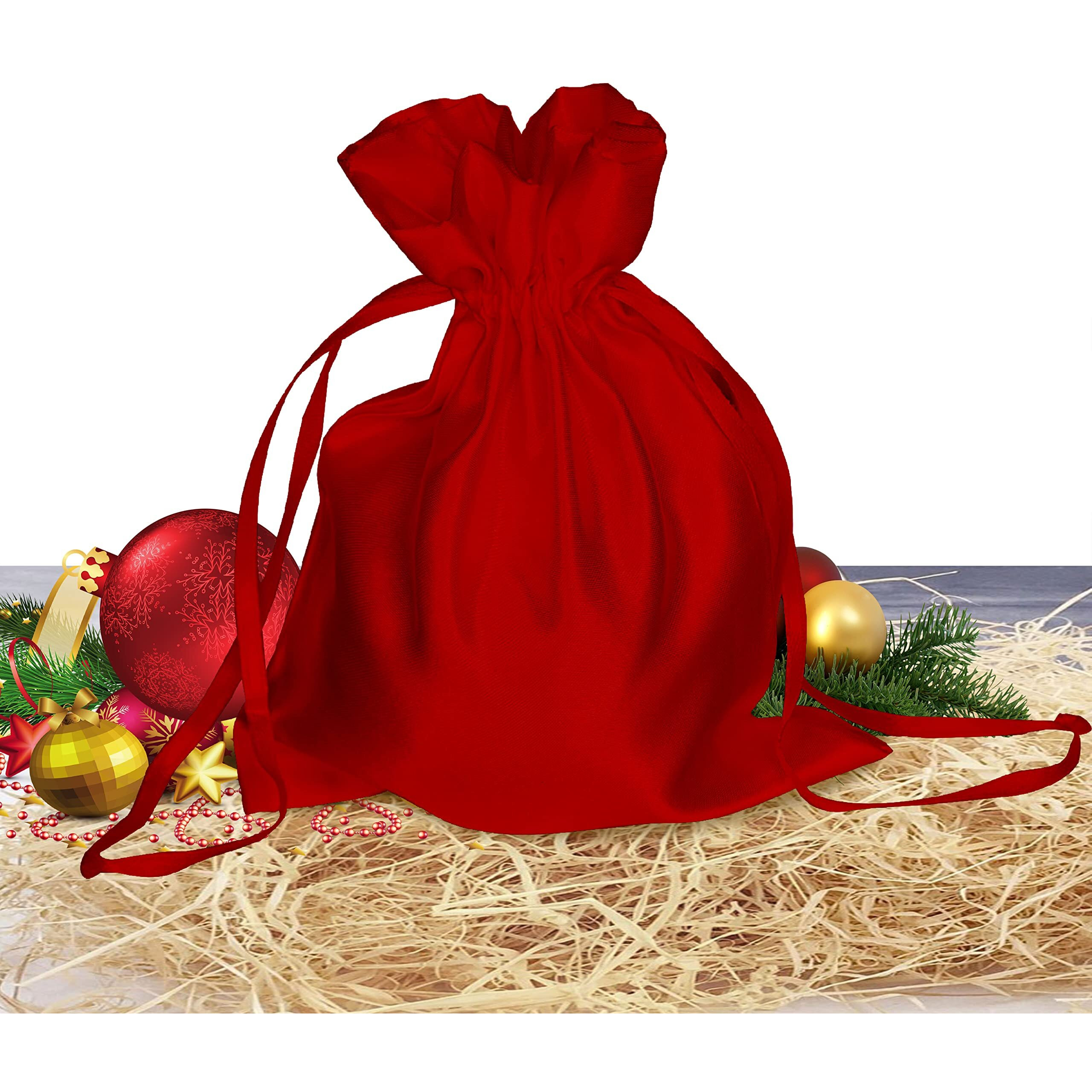 Pure Source India Metallic Satin Mix (13 * 16 Cm) Organza Potli Bags Pouch Best Gift Item - Red (Set Of 6)