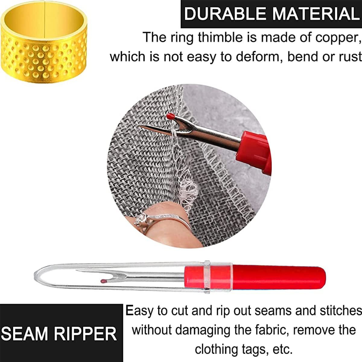 Hasthip 25Pcs Sewing Needle Set Large-Eyed Embroidery Needles 5 Sizes Easy Threading Sewing Needles With Storage Case Thread Cutter Threader Thimble For Leather Craft