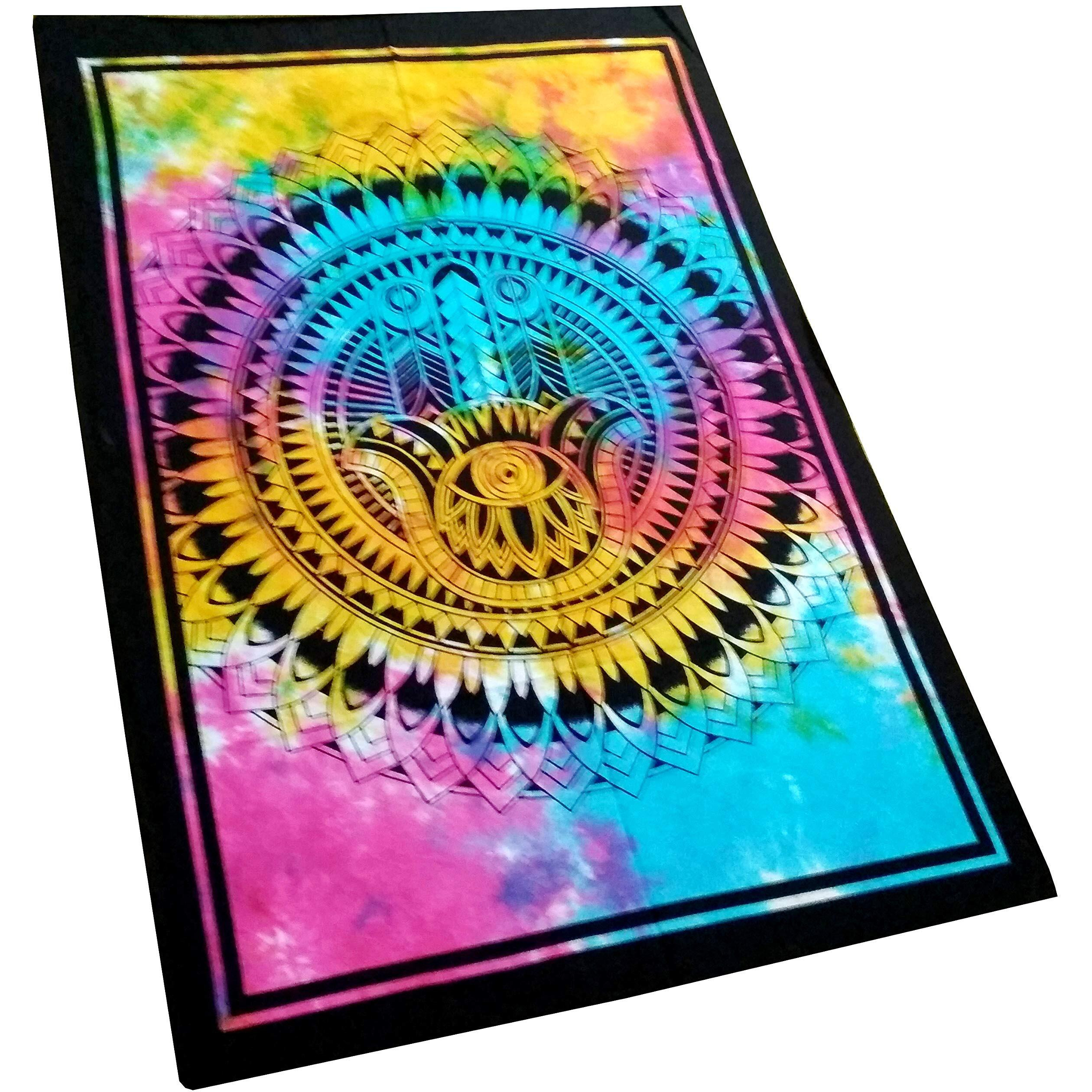 Purpledip Cotton Wall Poster Beach Throw 'Hamsa, Hand Of Fatima' Bohemian Wall Hanging Tapestry (20026)