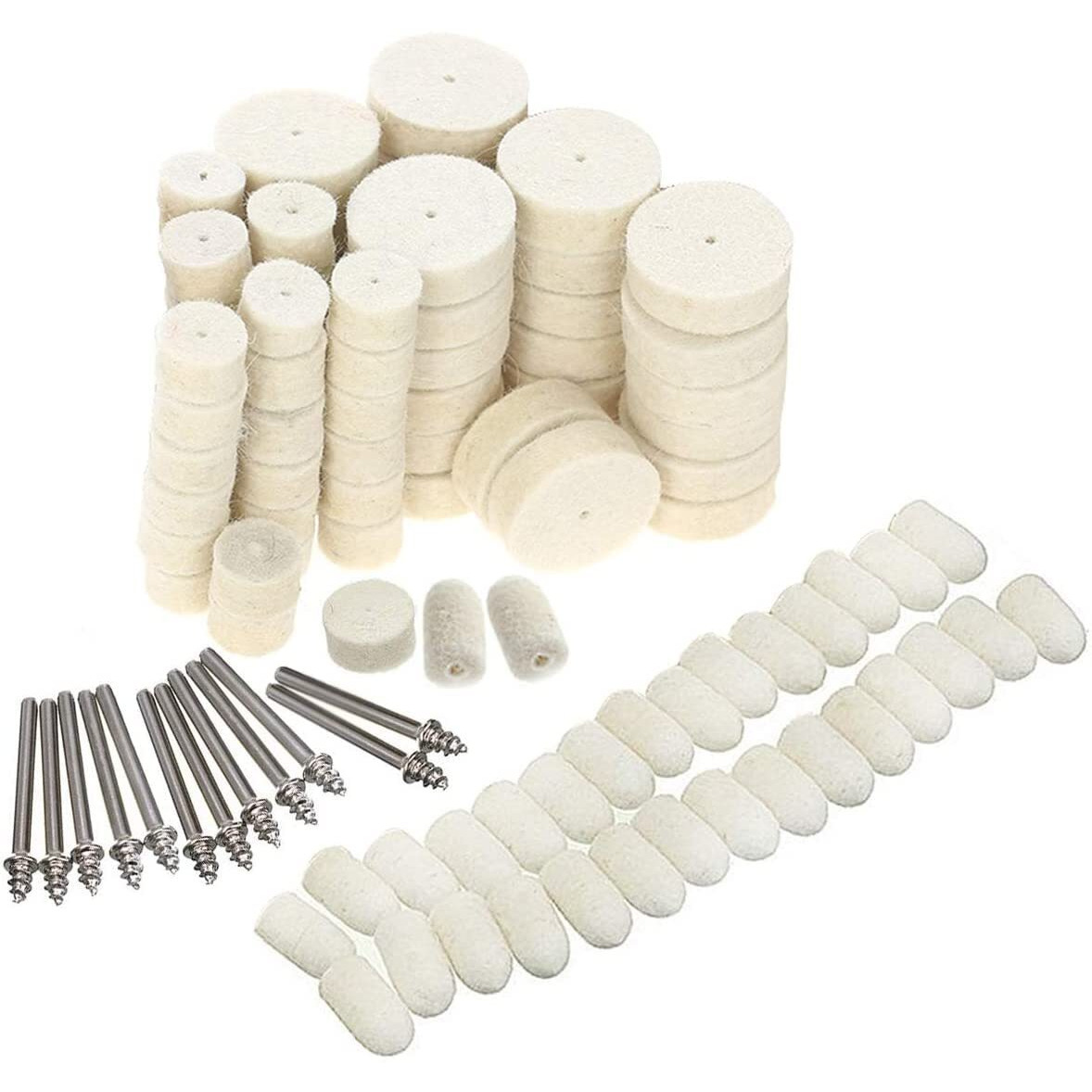 Diy Crafts Pack Of 80 Pcs, Wool Felt + 1 Pc Mandrel, Density Felt Head Polishing Buffing Wheel Polishing Kit,Rotary Tools Accessories Fit For Dremel 1/8(Pack Of 80 Pcs, Wool Felt + 1 Pc Mandrel)