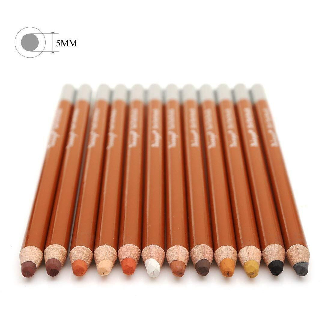 Jern Artbee 12 Pcs Professional Skin Tints Pastel Soft Colored Pencils For Portrait Drawing