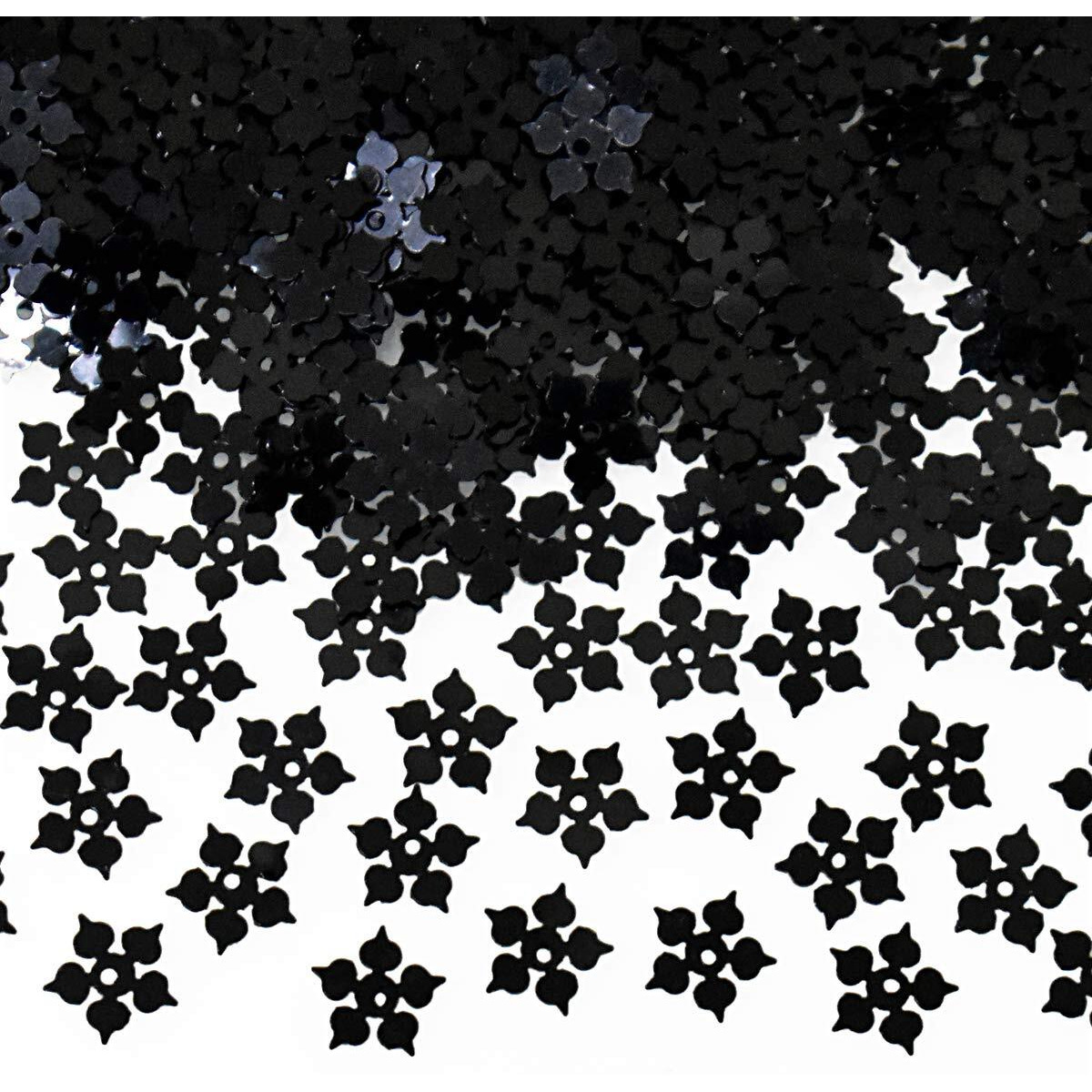 Embroiderymaterial Flower Shape Sequins Sitara For Craft And Embroidery 50Gm (Black, 8Mm)