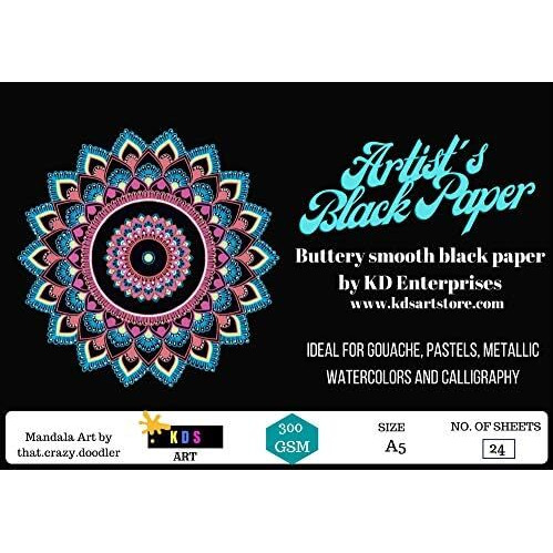 Kds Art ArtistS Black Paper Size A-5 24 Sheets (Pack Of 3) With Daniel Smith Dot Card Free 18 Color