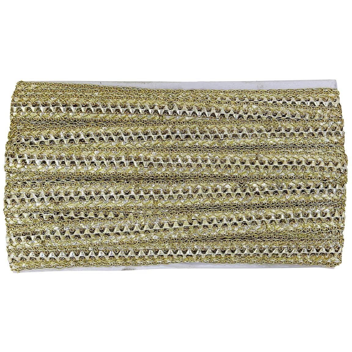 Embroiderymaterial 2.5 Cm Width Floral Gotta Pati Lace For Saree Border, Dress Designing, Blouse, Kurti, Dupatta, Embroidery, Diy & Craft (Light Gold, 17M/Roll)