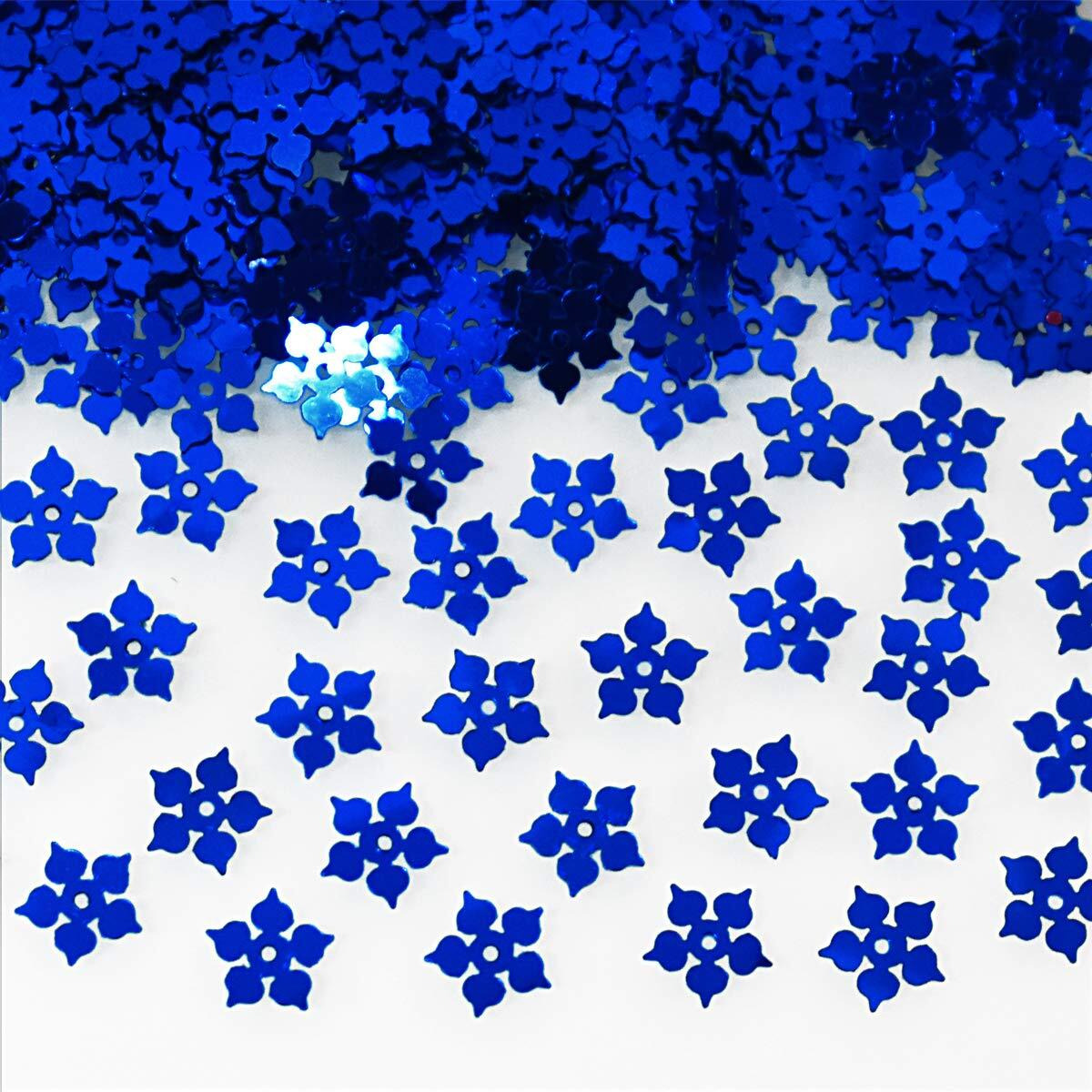Embroiderymaterial Flower Shape Sequins Sitara For Craft And Embroidery 50Gm (Royal Blue, 8Mm)