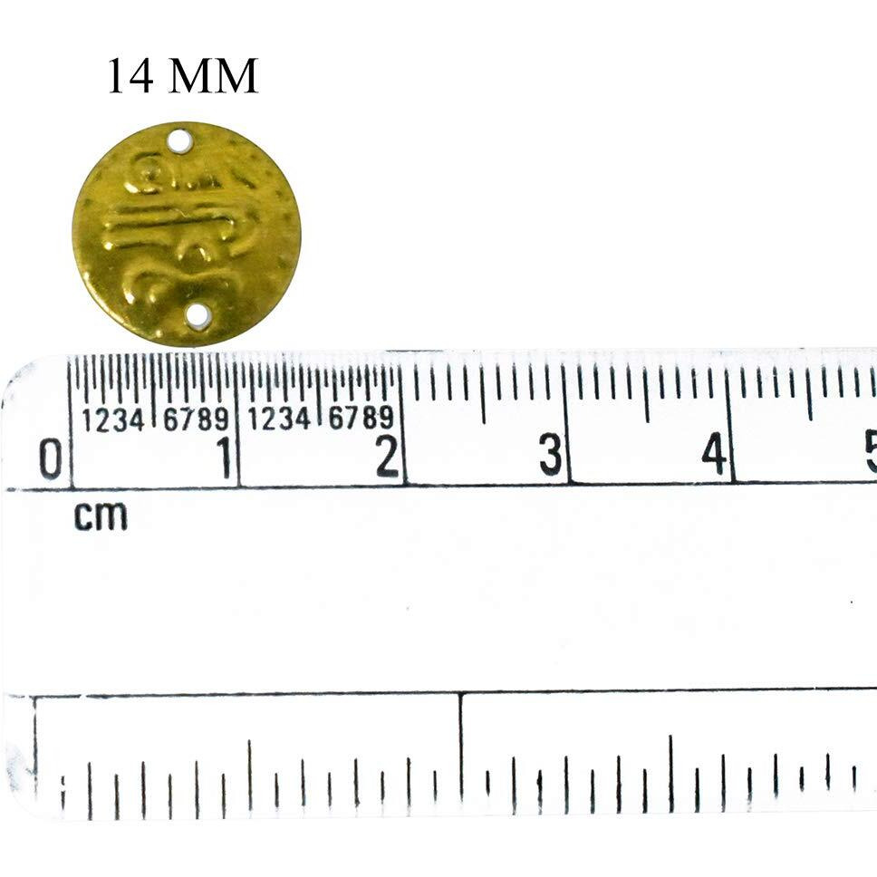 Embroiderymaterial Round Shape Double Hole Metal Sequins For Craft, Embroidery And Jewellery Making 100Gm (14Mm, Gold)