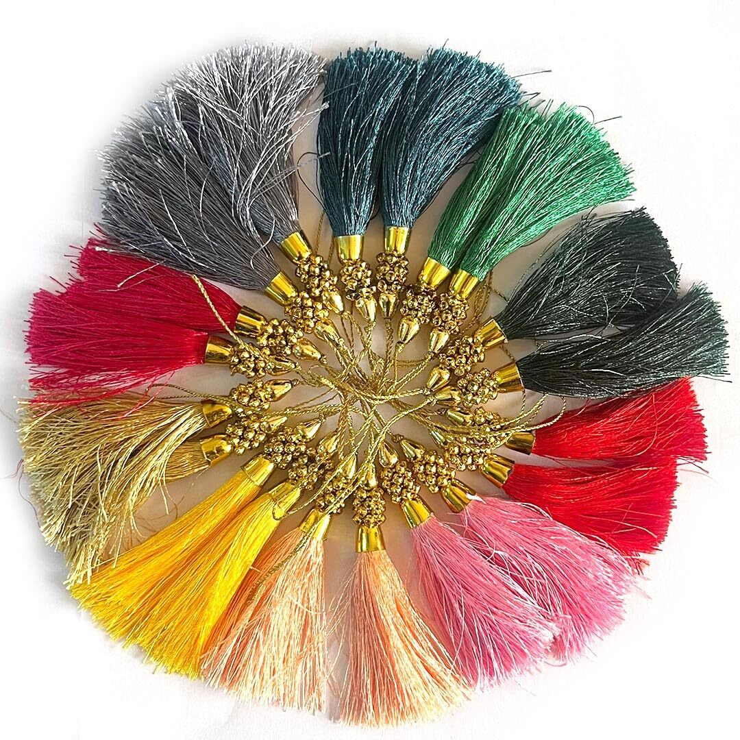Adikala Silk Tassels For Saree Pallu, Choli, Blouse, Dupatta, Diy Art & Craft And Gifting Decor (12, Multi Color)