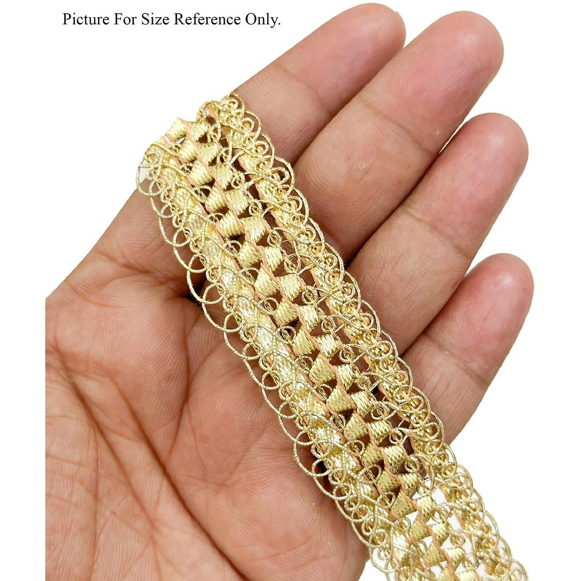 Embroiderymaterial 2.5 Cm Width Floral Gotta Pati Lace For Saree Border, Dress Designing, Blouse, Kurti, Dupatta, Embroidery, Diy & Craft (2 Rolls, Light Gold & Gold, 17M/Roll)