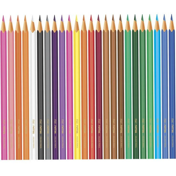 Flair Creative Series Popping Colour Pencils Kit | Hexagonal Shape | Lead Size 3.0 Mm | Bright Shades Color Pencil Set | Safe Colouring Kit For Children | 24 Shades Box Pack