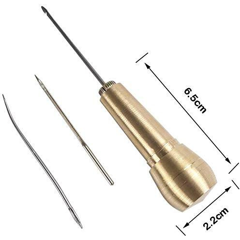 Hasthip Copper Handle Stitcher With 3 Needles Sewing Awl Hand Stitcher Shoe Repair Tool For Canvas Leather