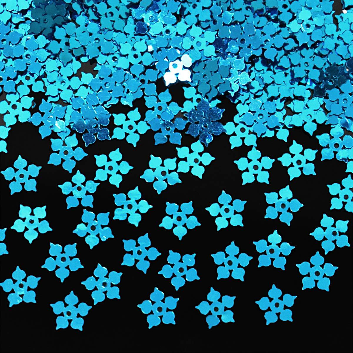 Embroiderymaterial Flower Shape Sequins Sitara For Craft And Embroidery 50Gm (Sky Blue, 8Mm)