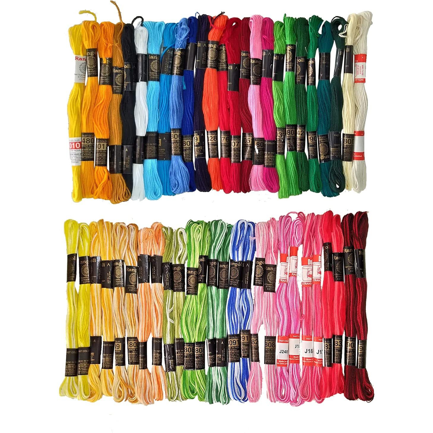 Homeistic Applience Ultimate Embroidery Thread Set Stranded Cotton Threads Skein For Hand Embroidery&Craft.Create Masterpieces With Vibrant Colors(Multicolor With Double Shaded, Pack Of 50) - 400 Gm