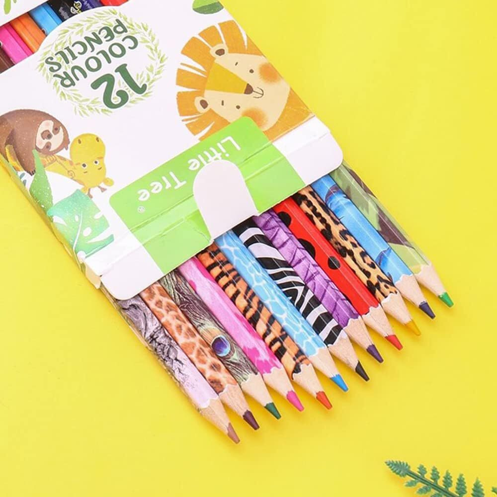 Penny Wise Quirky Wild Animal Jungle Theme Color Pencils | Set Of Multiple Shades | Attractive Colors For Kids & Girls | Fine Tip | Strong Nib | Ideal For Kids Return Gifts (Set Of 12 Shades)