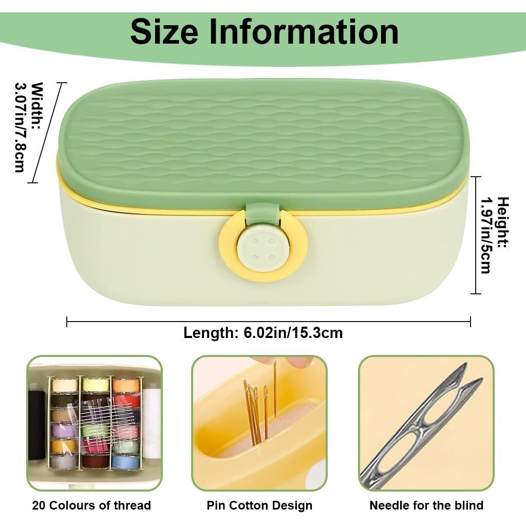 Elephantboat Sewing Kit Full Set Portable,Sewing Kit Box For Home Use Travel Use Portable Stitching With Spools Of Thread,Scissors Thimble Threader Buttons