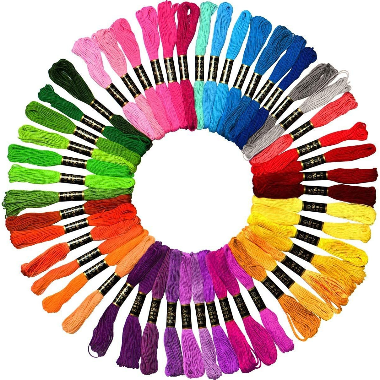 Aakriti Cotton Rainbow Embroidery Floss Skeins For Friendship Bracelets, Cross Stitch, Diy Craft Work - Mixed Color Thread, 25 Pieces, 60Gm, Multicolor (Color May Vary)