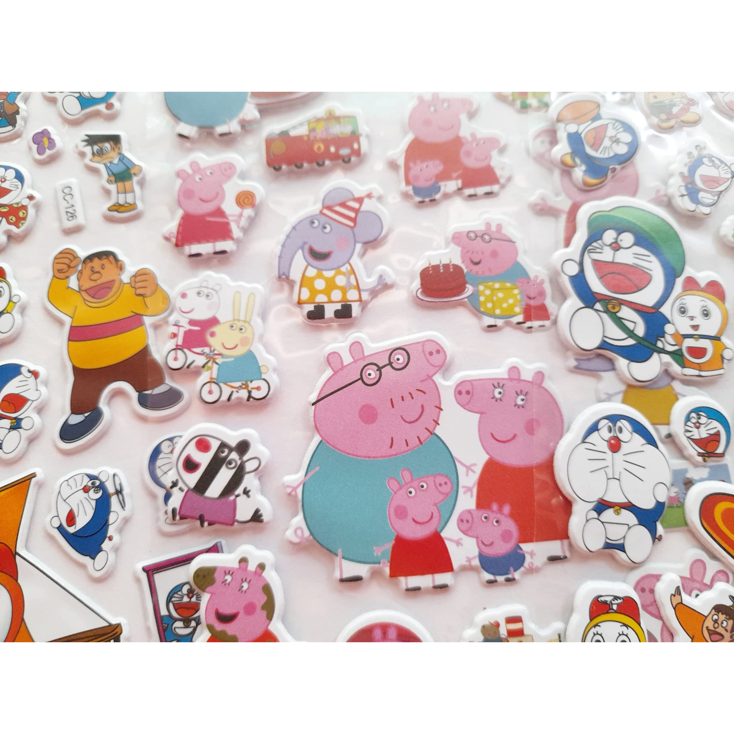 Kcr Doraemon & Pig Self Adhesive Stickers For Card Making, Scrap Booking Craft Diy Decoration Project Work Mobile Cases For Girls Kids Or Art & Craft(Set Of 3)