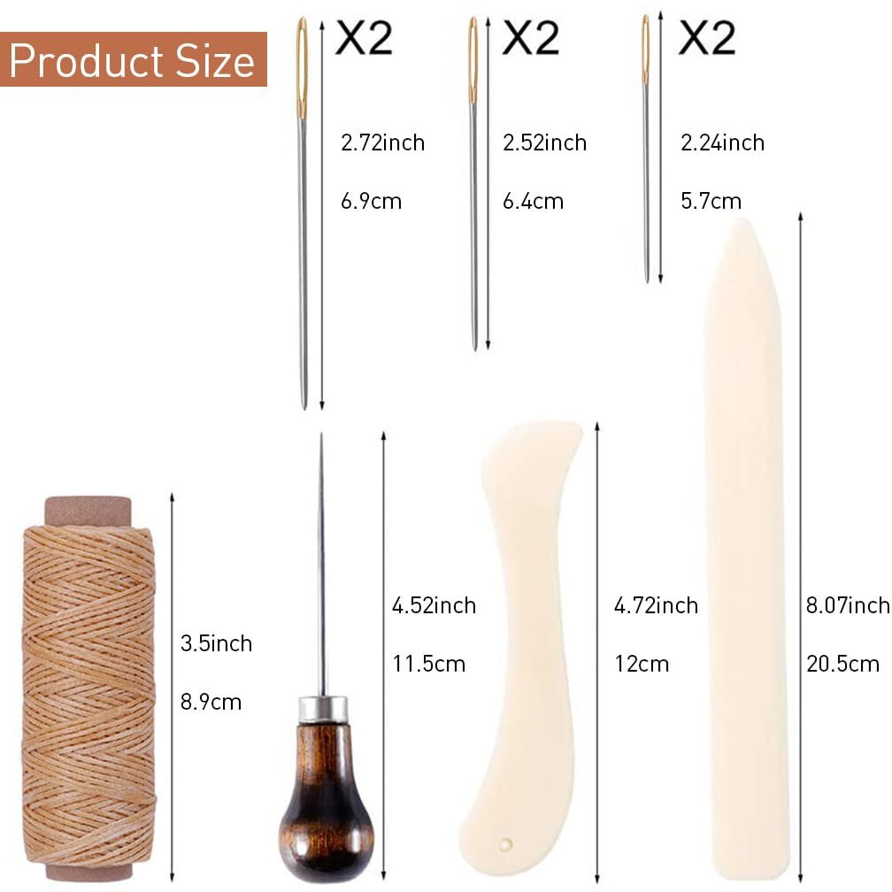 Hasthip 11Pcs Bookbinding Tools Kit Leather Craft Tools With Stitching Needles, Paper Creaser Tool, Waxed Thread, Awl, Diy Leather Craft Tools For Stitching, Burnishing, Diy Bookbinding