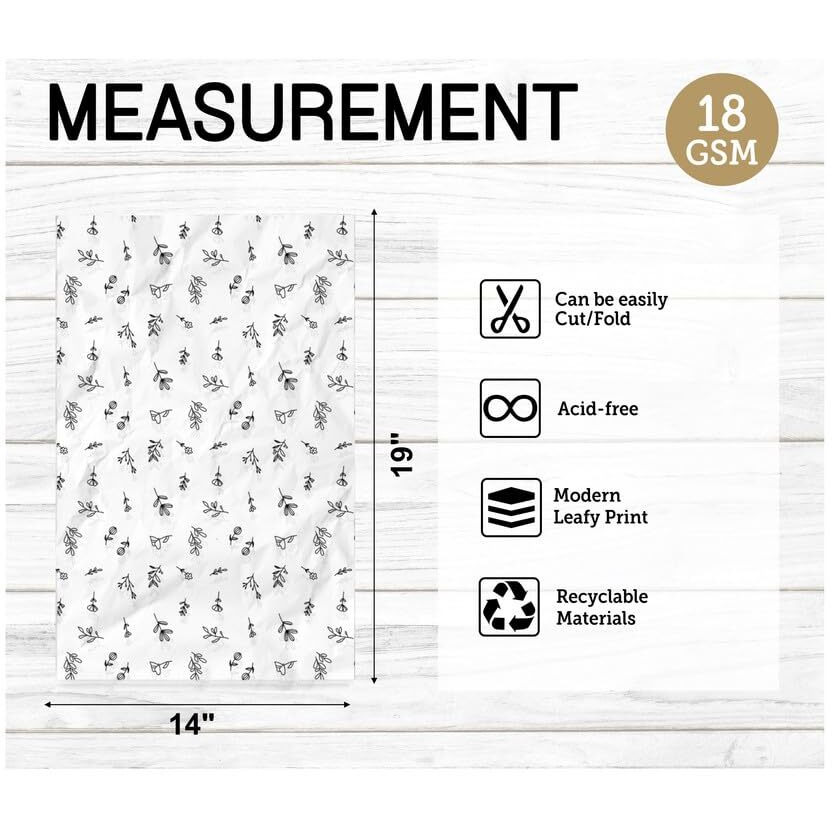 Townbus-100 Nos Of Leafy Printed Wrapping Paper|Perfect For Gift Wrapping, Storage, Stuffing, Wrapping Of Cloths, Arts And Crafts & Other Business Uses|Acid Free, 100 Pieces,White