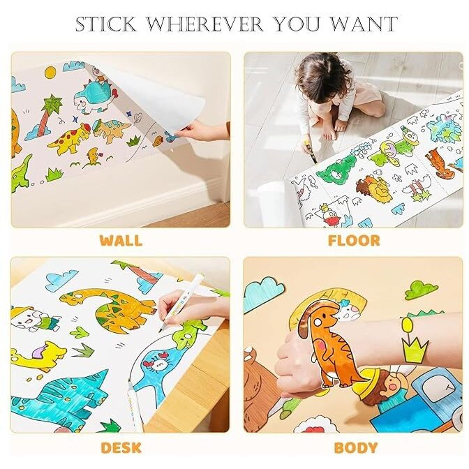 Antoyz Cartoon And Doodle Art Drawing Paper Roll For Kids Tution Class Learning 30 Cm X 300 Cm (Multi Design)