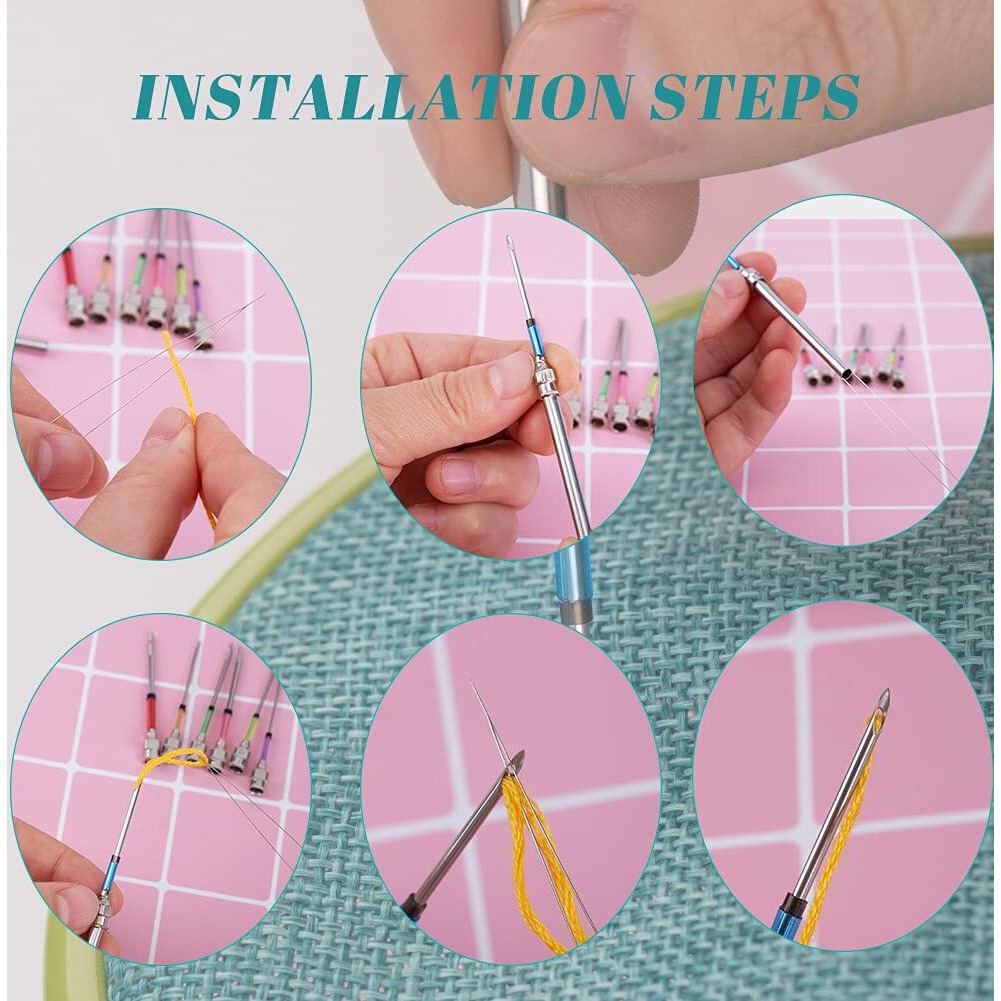 Hasthip 15 Pcs Tufting Punch Needles Kit For Women Girl With Different Thickness Pinholes,Embroidery Stitching Punch Needle For Cross Stitch Tools Knitting Needle Art Handmaking Sewing