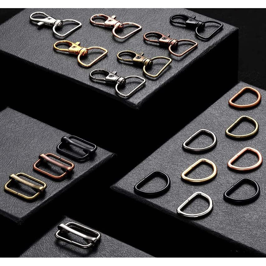 Diy Crafts 2 Sets, Split Ring D Ring Swivel Clasp, Key Chain Hooks With Key Rings And D Rings Bulk Card Holder For Make Lanyard (2 Sets, Split Ring D Ring Swivel Clasp)