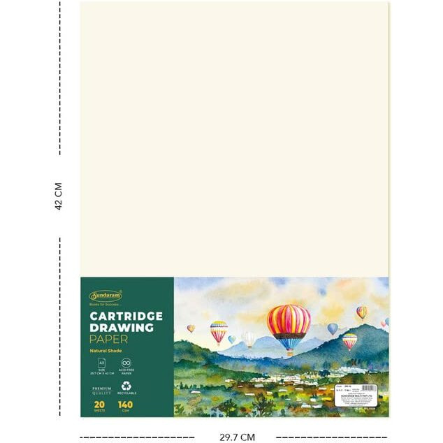 Sundaram A3 Cartridge Drawing Paper 20 Sheets 29.7 X 42 Cm (Pack Of 2)