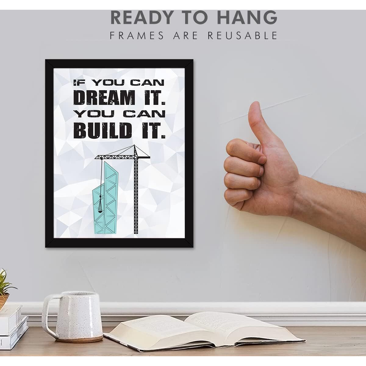Chaka Chaundh - If You Can Dream It. You Can Build It. Civil Engineering Quotes Frame For Office - Construction Quotes Frames  Construction Quotes For Business - (14 X 11 Inches) (If You Can Dream - White)