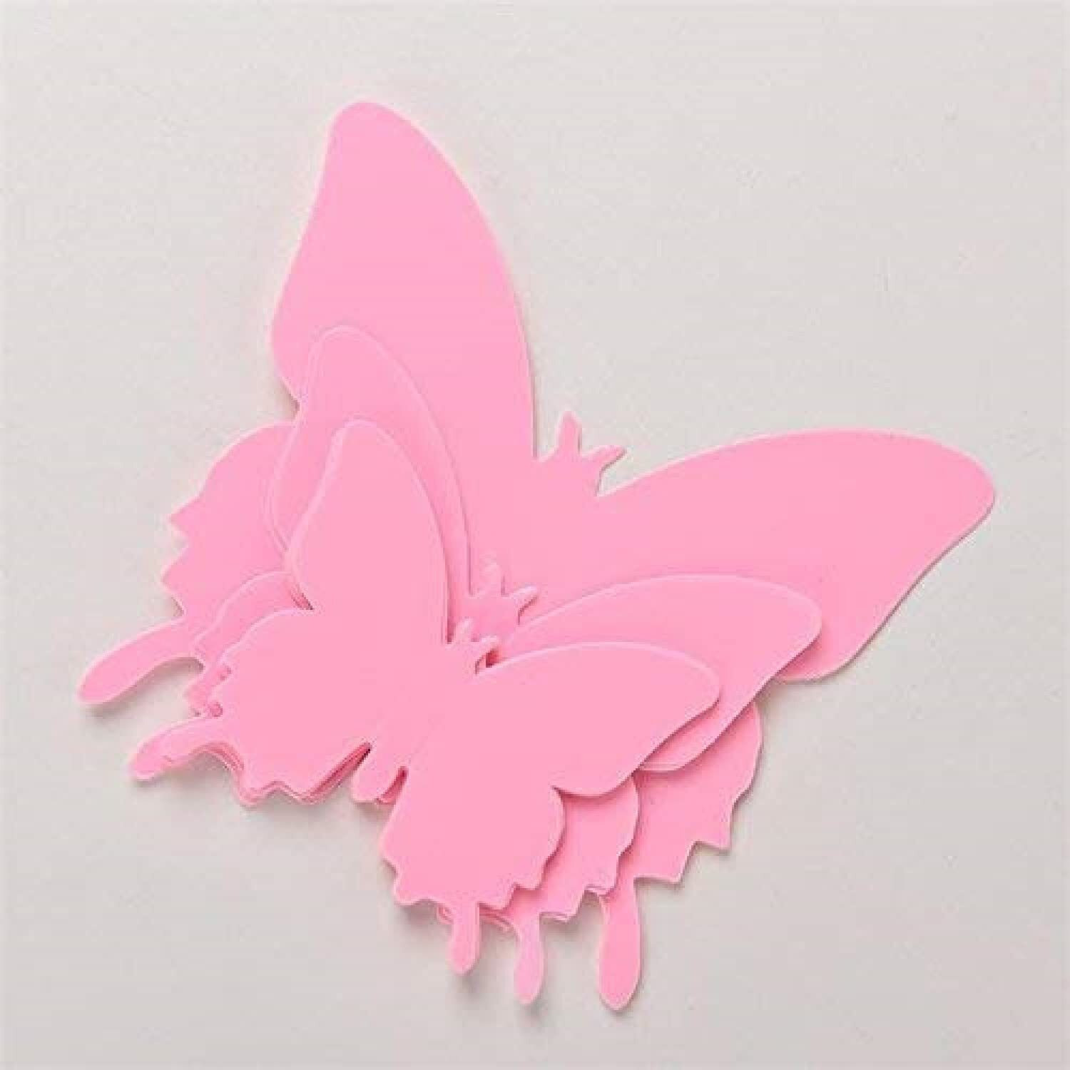 Jaamso Royals Light And Dark Pink Combo Butterfly Self Adhesive Wall Sticker (Set Of 2)