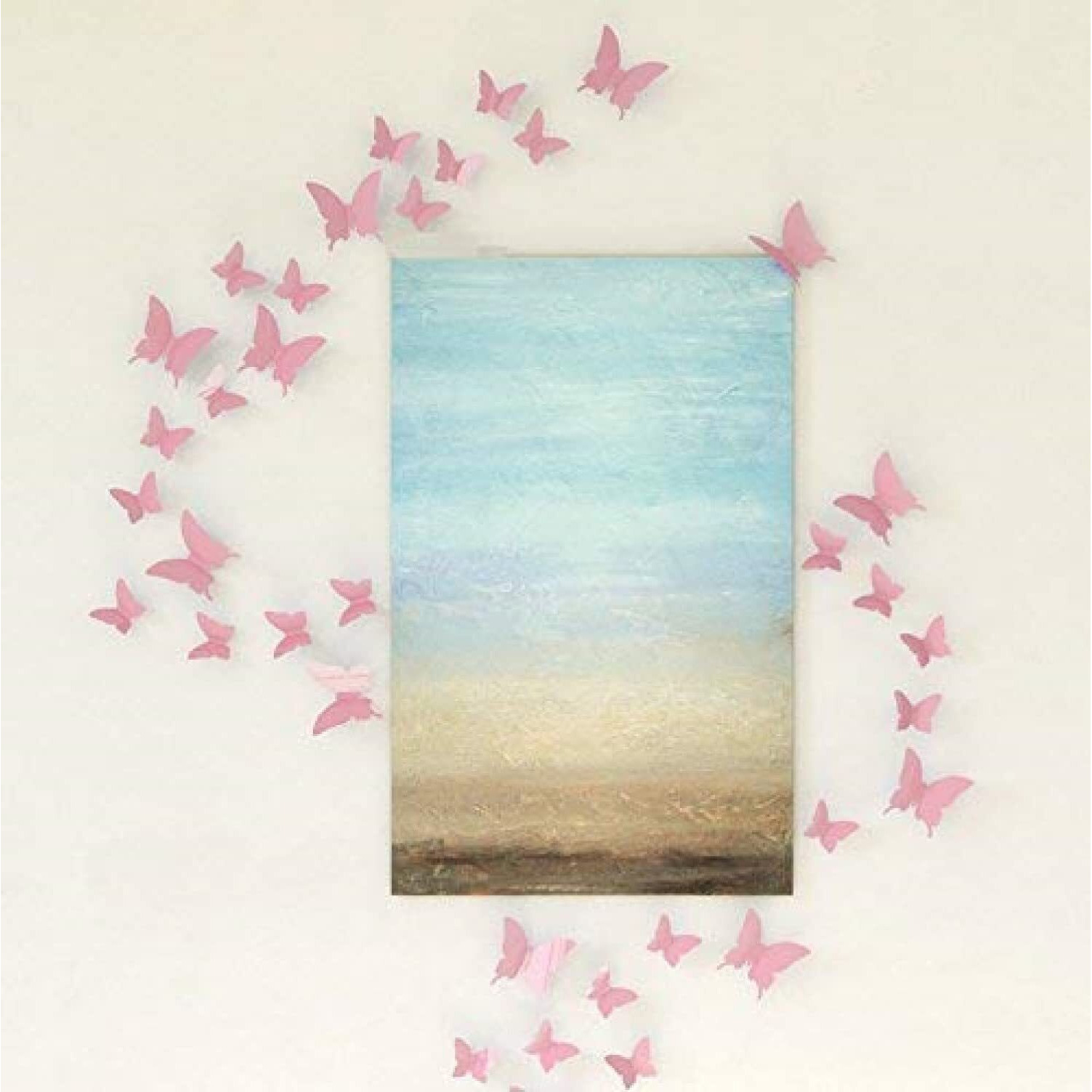 Jaamso Royals Light And Dark Pink Combo Butterfly Self Adhesive Wall Sticker (Set Of 2)