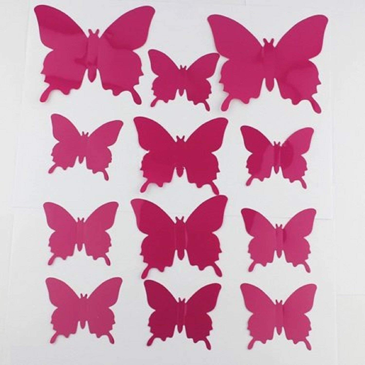 Jaamso Royals Light And Dark Pink Combo Butterfly Self Adhesive Wall Sticker (Set Of 2)