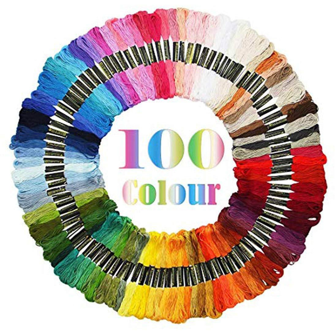 Diy Crafts Pack Of 100 Pcs, Pink Extra, Embroidery Floss Rainbow Color Skeins Per Pack Cross Stitch Threads Friendship Bracelets Floss Crafts Floss - Skei (Pack Of 100 Pcs, Pink Extra)