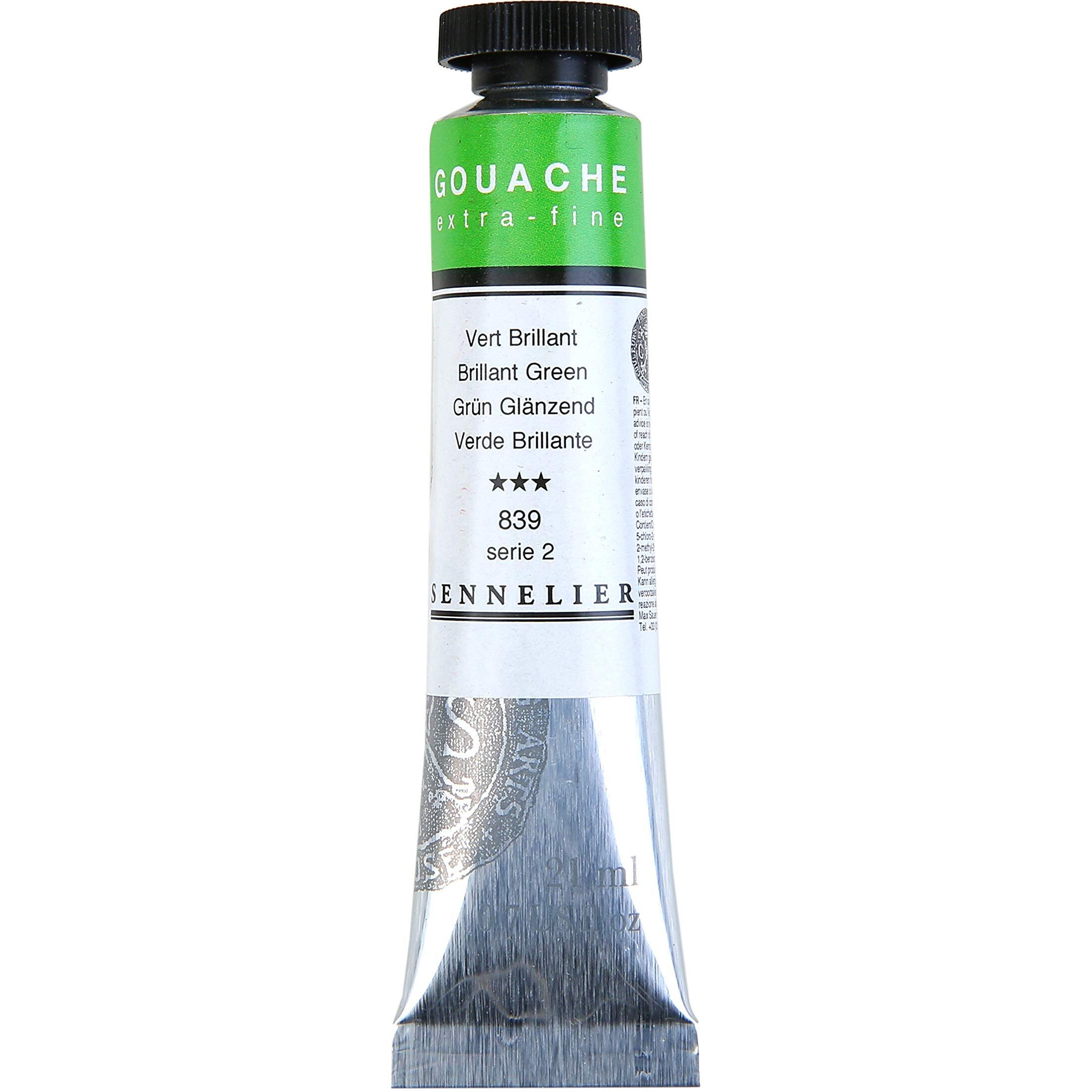 Sennelier Extra Fine Gouache Tube 21Ml (S2 Brillant Green) | Ideal For Watercolor And Mixed Media Paper Pads Also With Primed Canvas,Illustration Boards