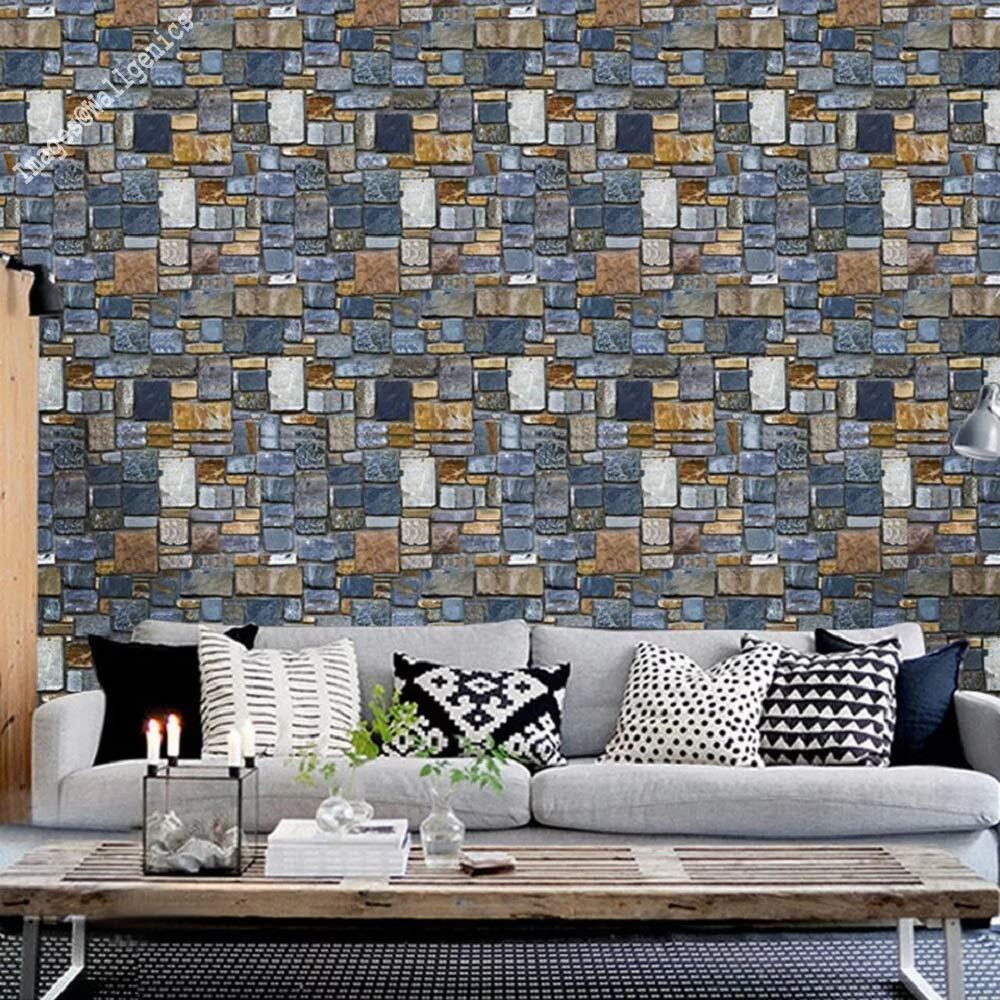 Wallgenics Pvc Self Adhesive Vinyl 3D Royal Modern Stone Style Wall Poster (Multicolour, 333 X 45 Cm)