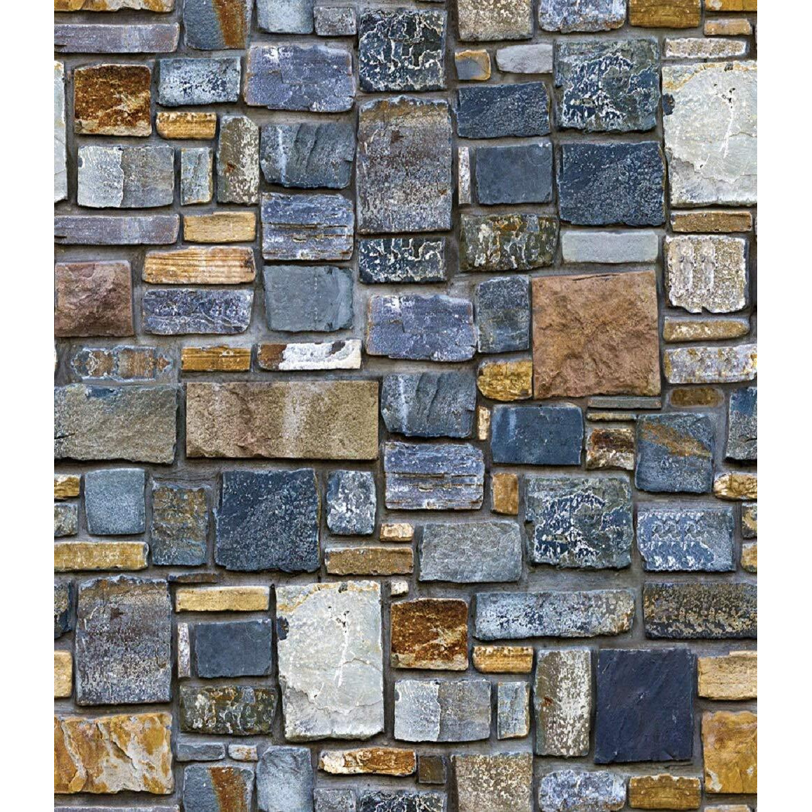 Wallgenics Pvc Self Adhesive Vinyl 3D Royal Modern Stone Style Wall Poster (Multicolour, 333 X 45 Cm)