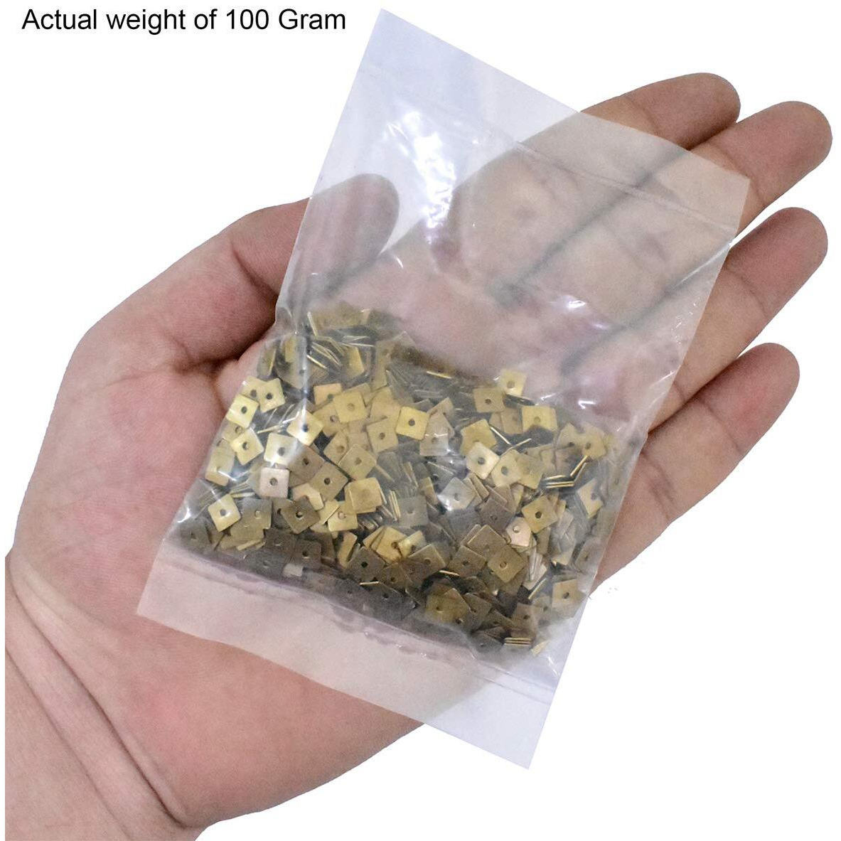 Embroiderymaterial Square Metal Sequins For Craft, Embroidery And Jewellery Making 100Gm (5Mm, Antique Gold)