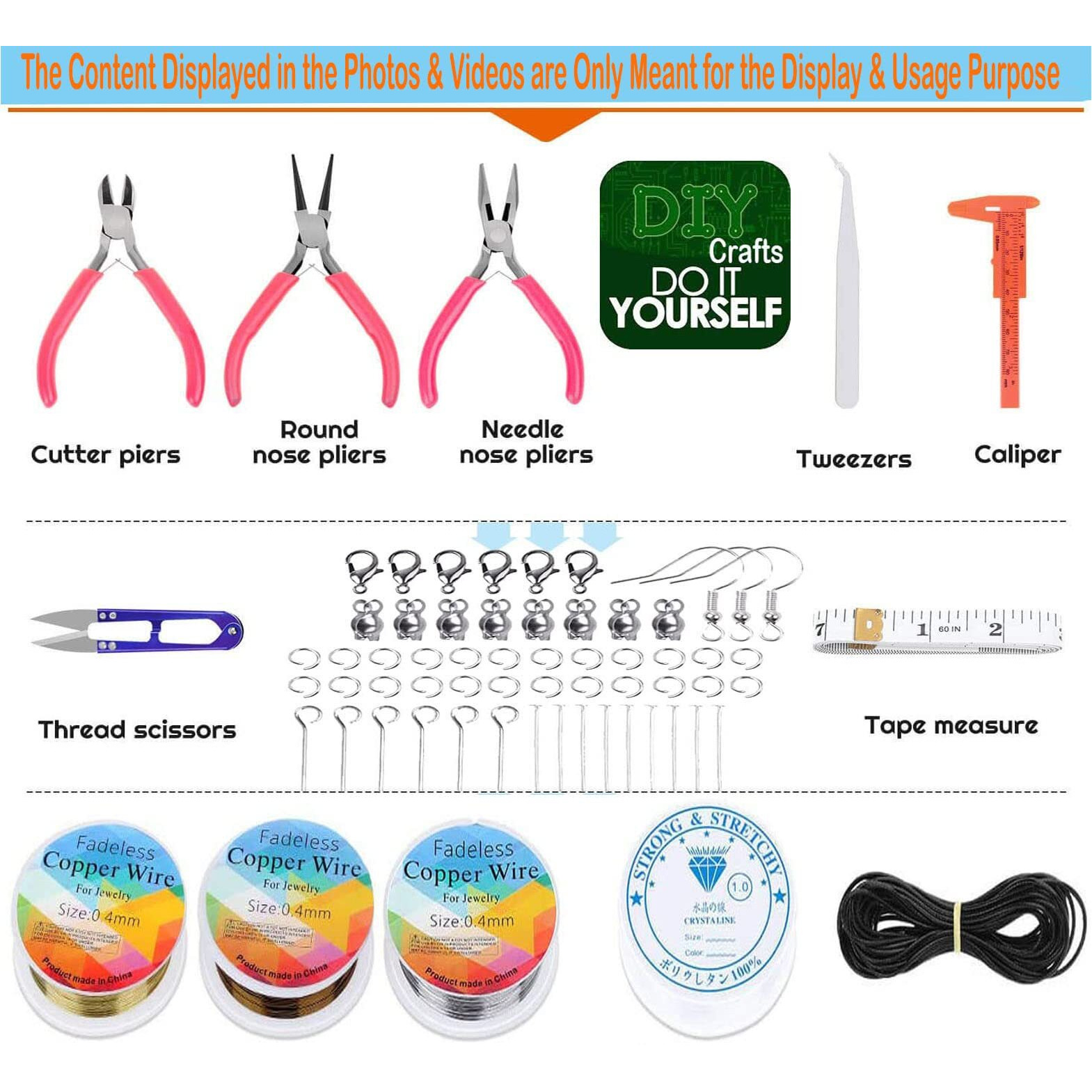 Diy Crafts 500X Pcs, Mixed Items, Ribbon Jewelry Making Kit Splendid Beads Findings Charms Tools For Bracelets Rings Earrings Necklace Making For Teens Adults Gi(500X Pcs, Mixed Items)