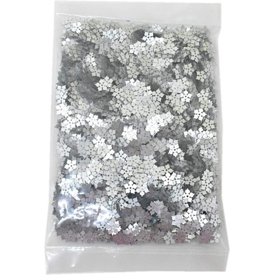 Embroiderymaterial Flower Shape Sequins Sitara For Craft And Embroidery 50Gm (Silver Color, 8Mm)