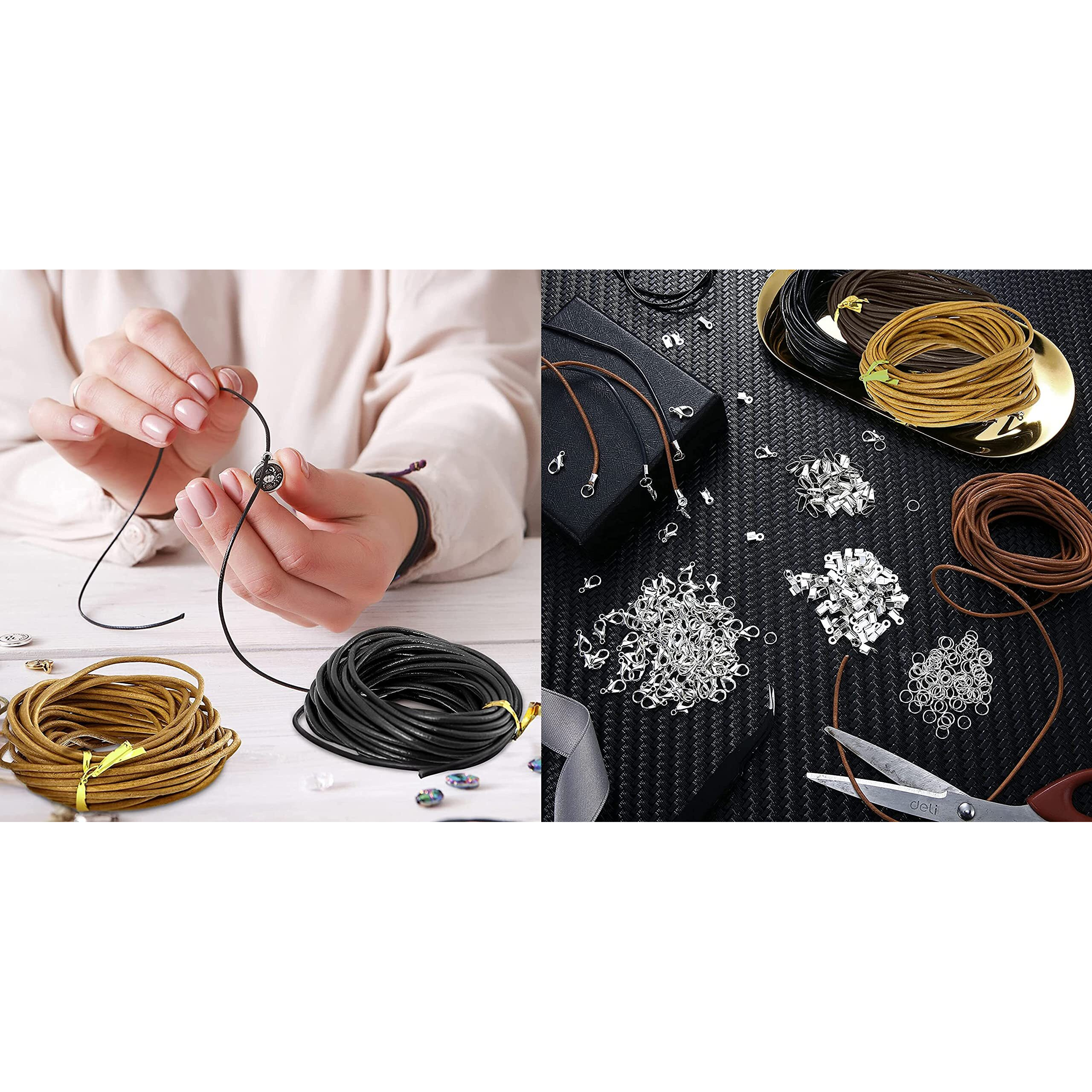 Diy Crafts 200Mtr, Multi Colour Kit, 101X Pcs Accessory 5X Pendent String/Cord Cotton/Satin/Hemp/Leather Mixed Item Lot Random Colour For Necklace/Bracelet/Anklet Othe (200Mtr, Multi Colour Kit)