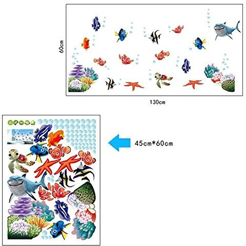 Jaamso Royals Under Sea Shark Fish 3D Cartoon Design Self Adhesive Peel And Stick Wall Sticker For Wall Decor And Home Decor (Pvc Vinyl, 60 Cm X 45 Cm, Decorative Stickers)